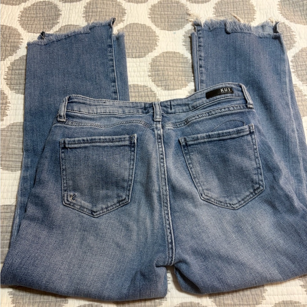 Kut from the Kloth Frayed Hem Light Blue Cropped Jeans